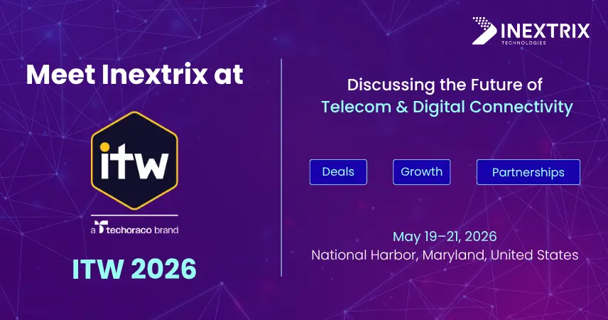 Meet Inextrix at ITW 2026 event banner for global telecom and connectivity solutions
